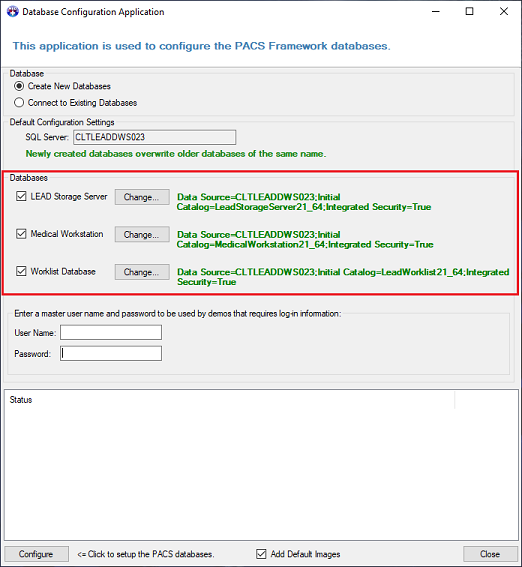 Change databases dialog box.