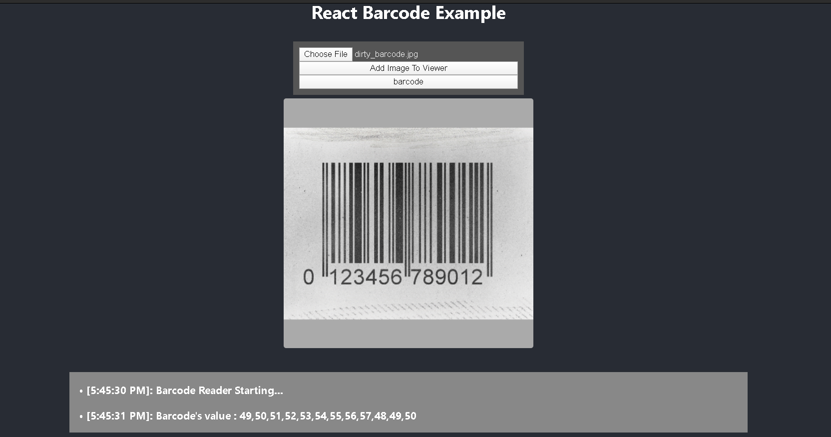 Barcode recognition result