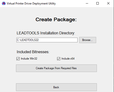 Use the Browse button and select the root to the LEADTOOLS SDK installation