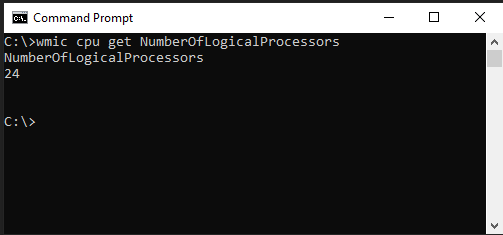 Count of Logical Processors on Premises using Command Prompt