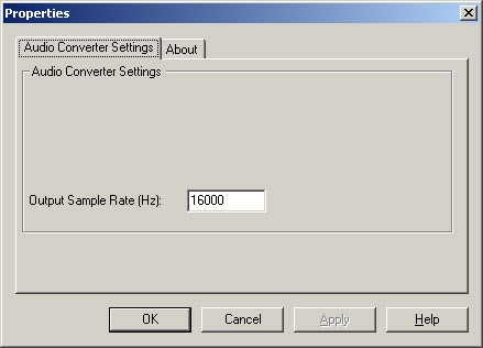 Audio Converter Filter property page