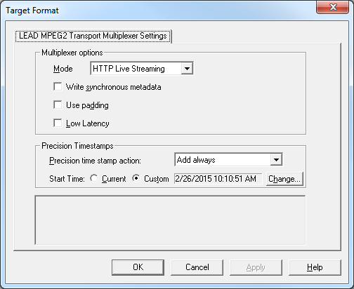 LEAD MPEG2 Transport Multiplexer Settings