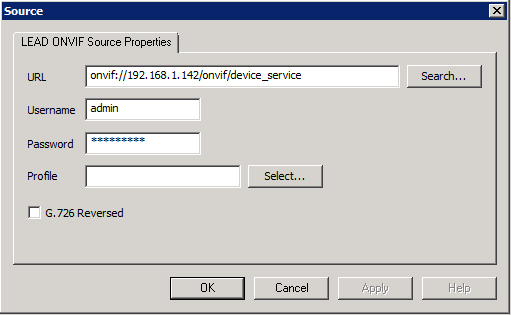 LEAD ONVIF Source Properties