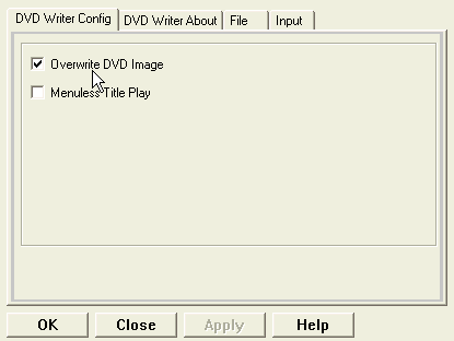 DVD Writer Filter property page