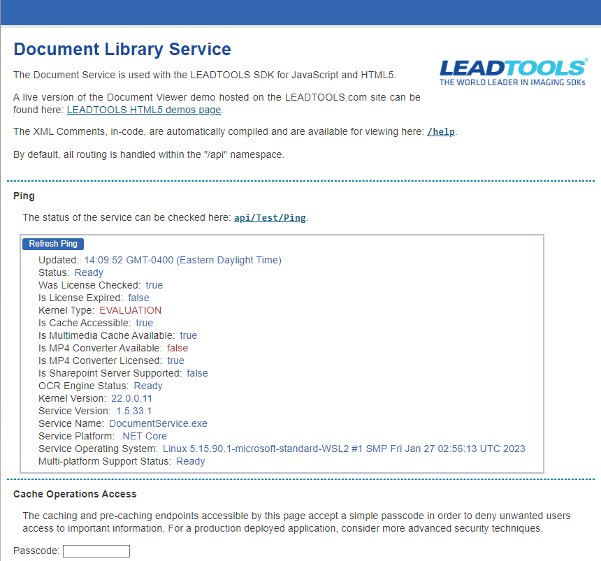 Document Service Landing Page