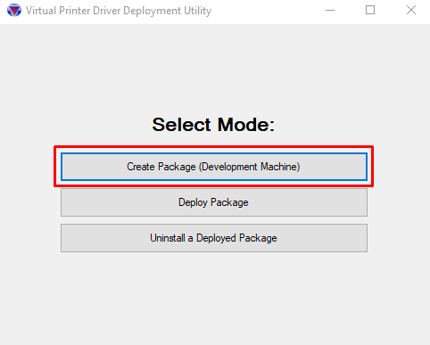 Click the Create Package Development Machine button