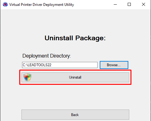 Choose the directory containing the Package to be uninstalled