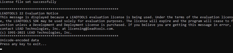 Decoded barcode data displayed to the user.