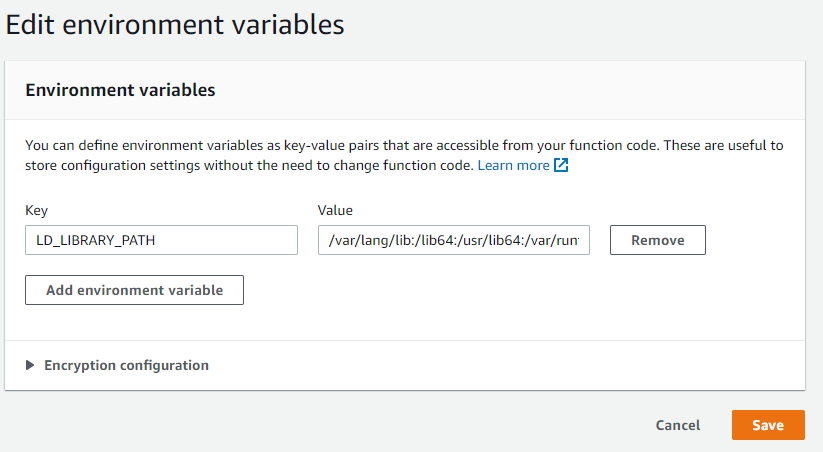 Edit environment variable LD_LIBRARY_PATH