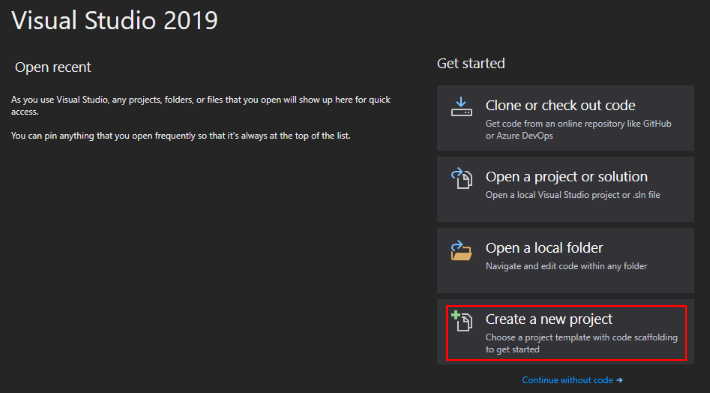 Creating a new Visual Studio project