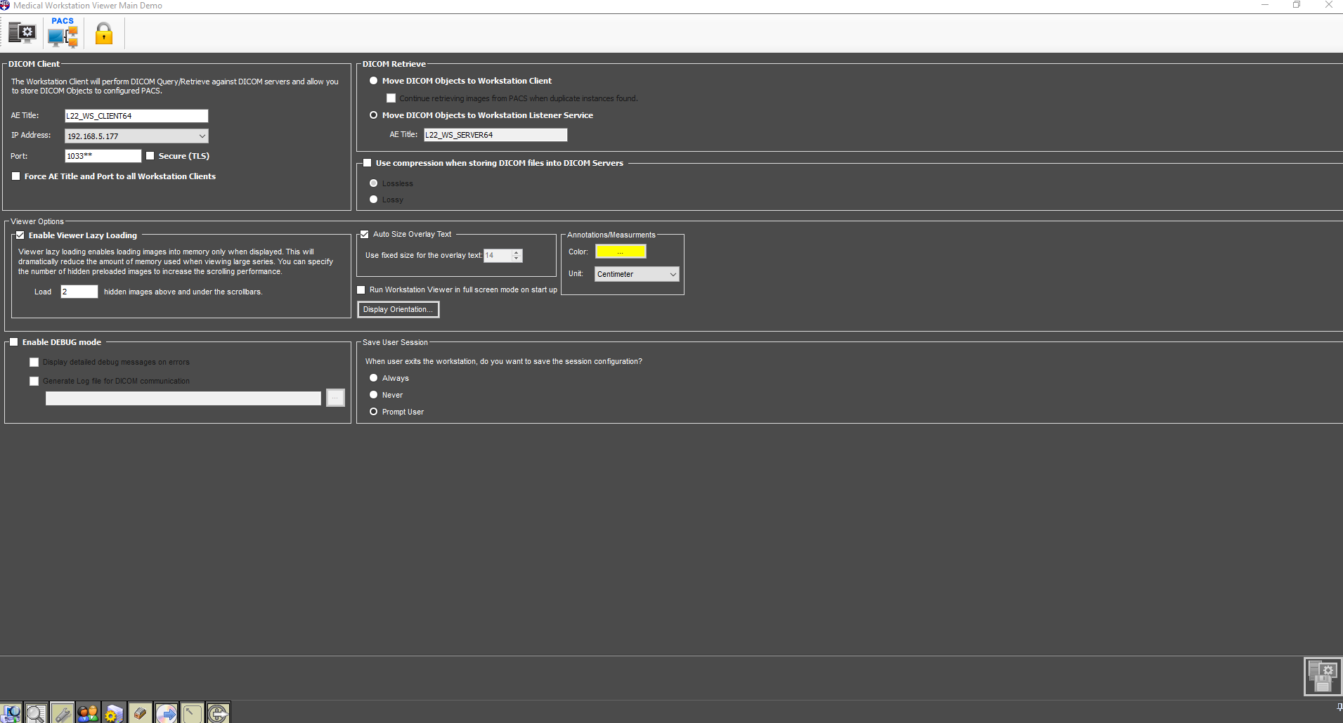 Screenshot of Workstation Client Configuration Overview.