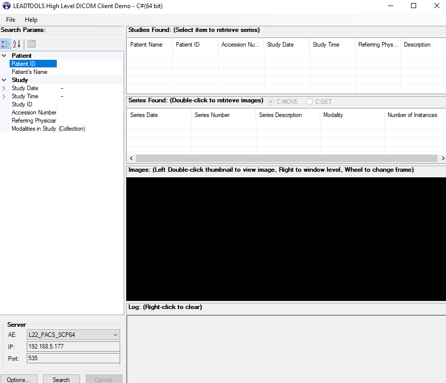 Screenshot of the High-Level DICOM Client Demo.