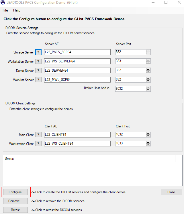 Rectangle highlighting the location of the Configure button