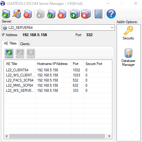 Image showcasing what the DICOM Server Manager looks like