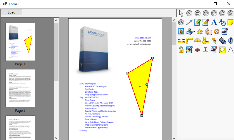 DocumentViewer showing triangle annotation drawn on an Document