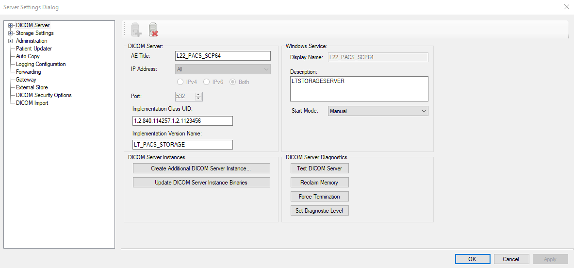 Storage Server configuration.