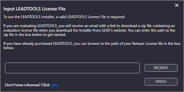 Input LEADTOOLS License File