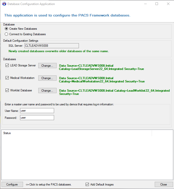 Change databases dialog box.