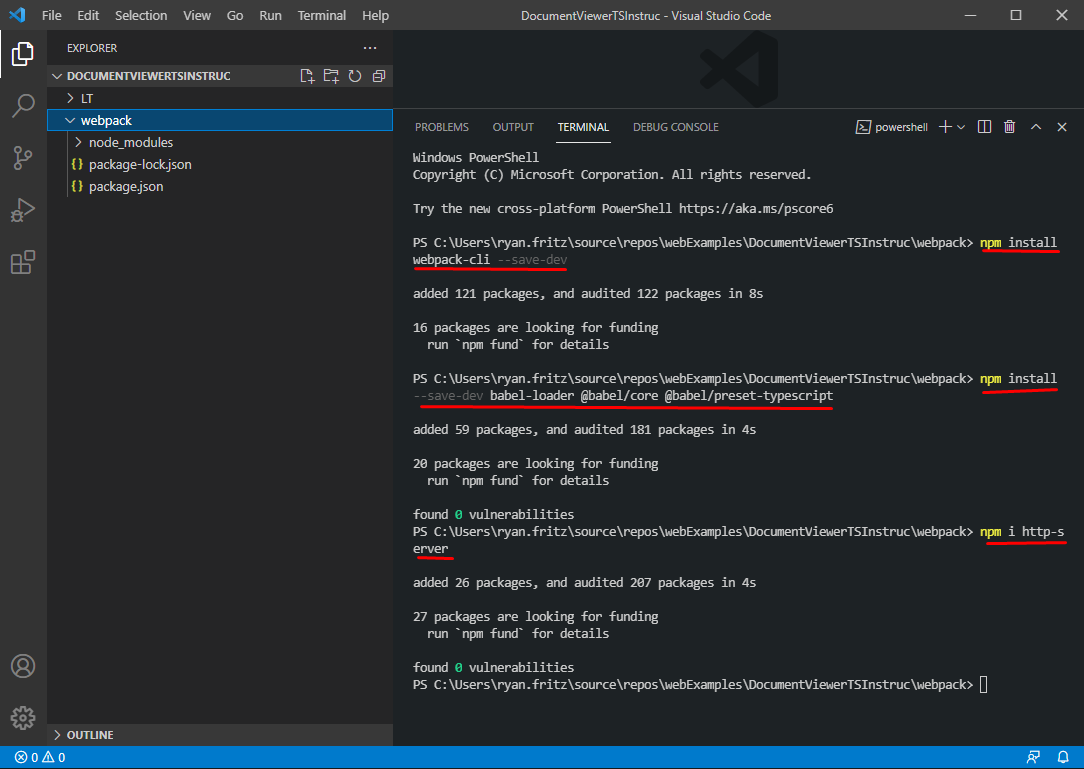 Screenshot of the terminal commands run.