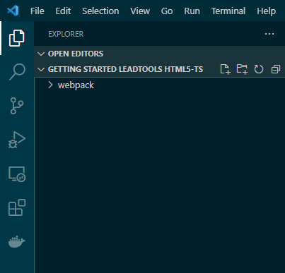 Screenshot of Webpack and LEADTOOLS folder structure.