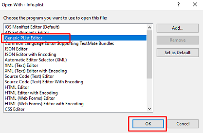 Select Generic PList Editor