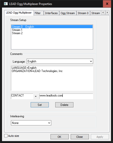 Ogg Multiplexer Comments Example