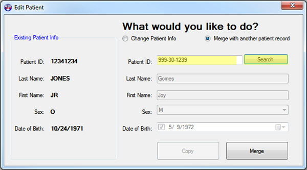 Patient Updater Patient Merge Existing Patient ID