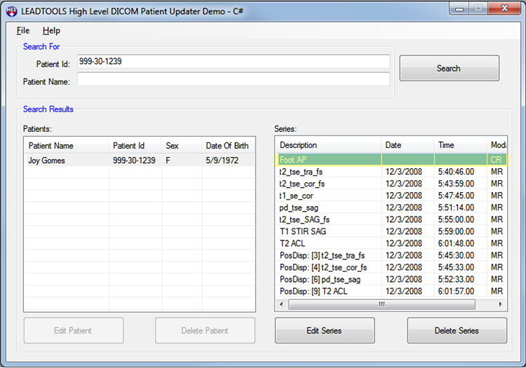 Patient Updater Patient Move Search Results