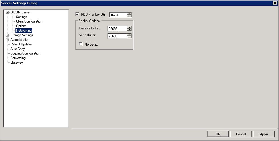 Storage Server DICOM Server Network Page