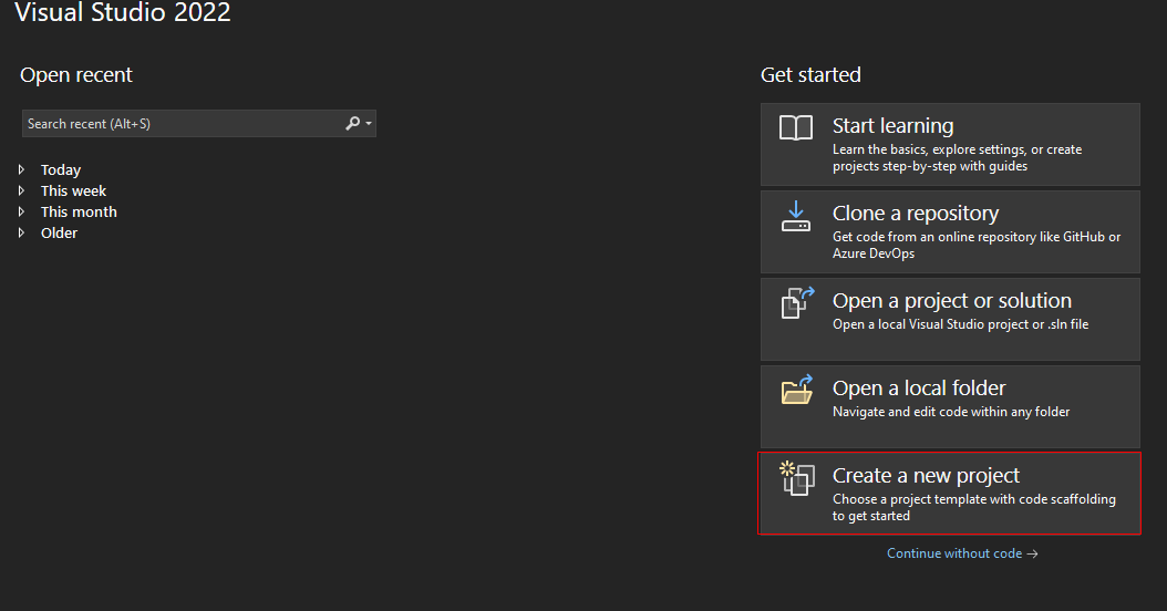 Creating new Visual Studio project