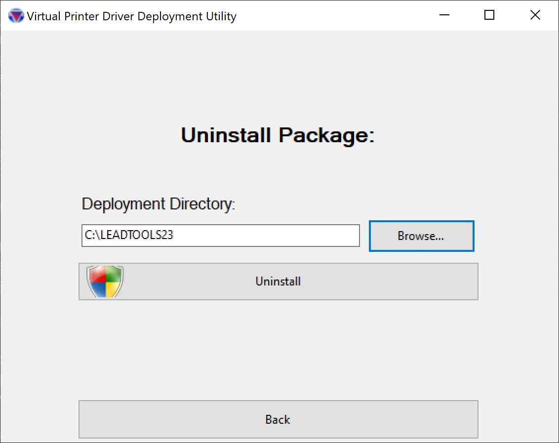 Choose the directory containing the Package to be uninstalled