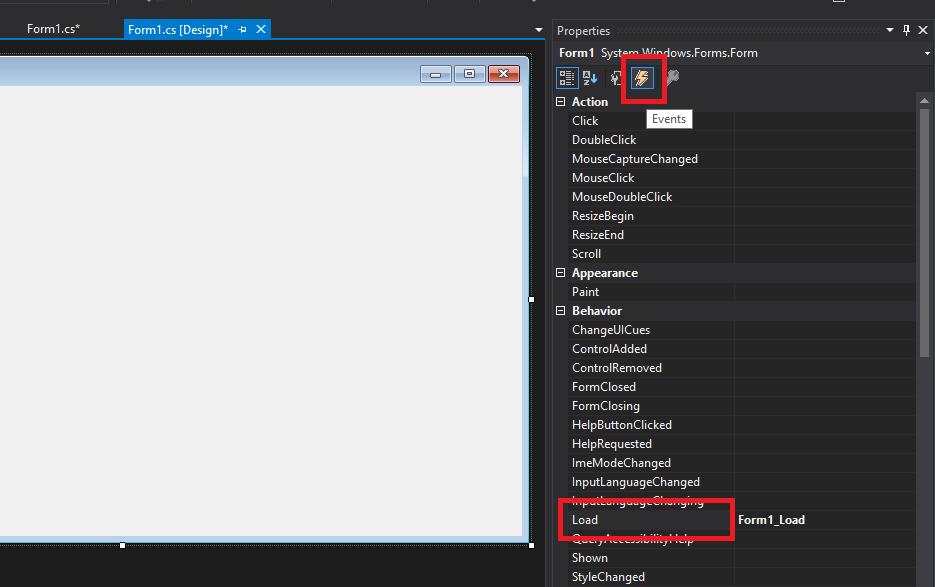 Creating a Load event