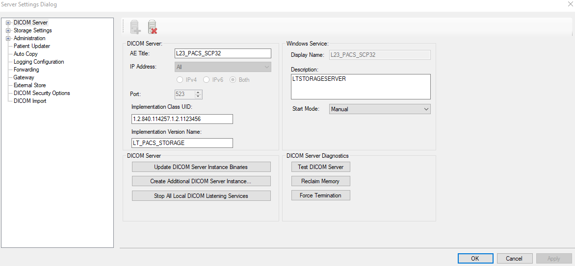 Storage Server configuration.