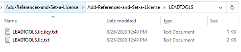 Screenshot of LEADTOOLS directory with license files