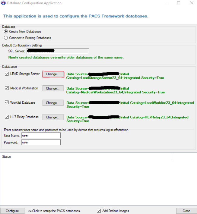 Change databases dialog box.