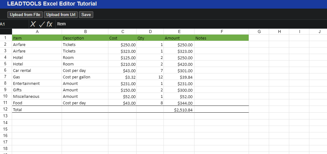 Screenshot of the project running with a sheet file loaded.