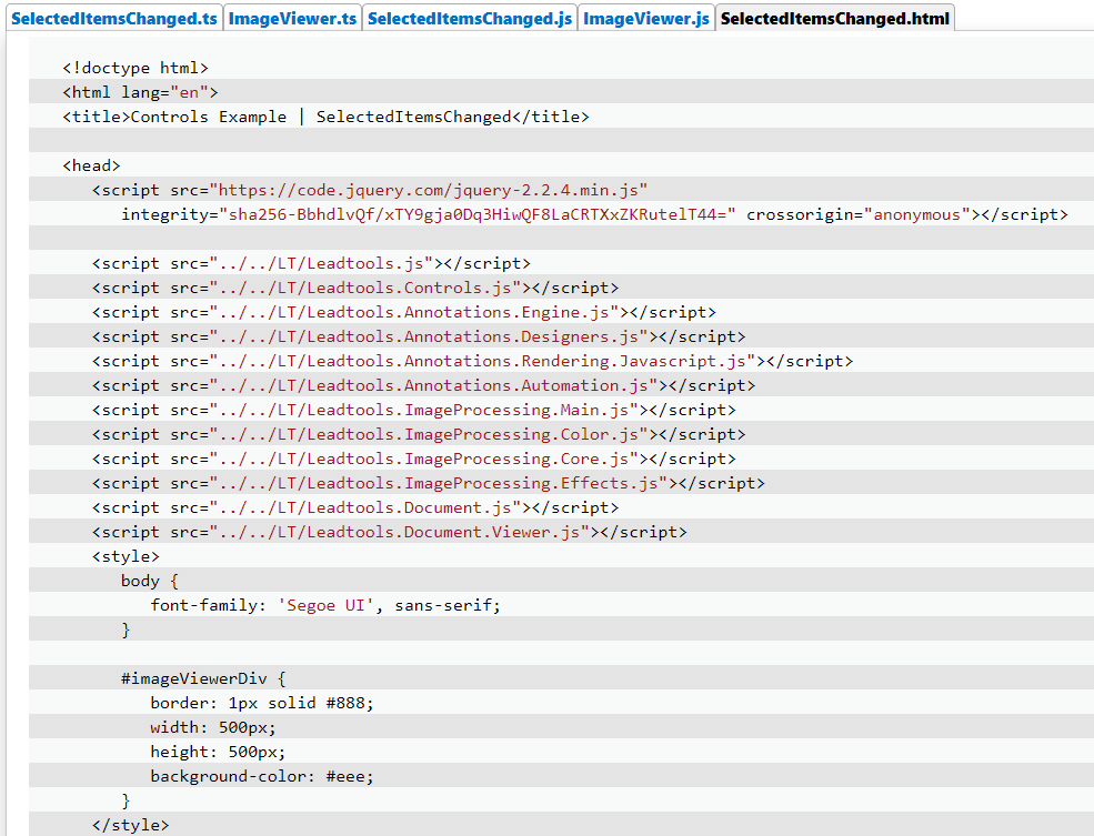 Location of the .html and .js files on the documentation page.