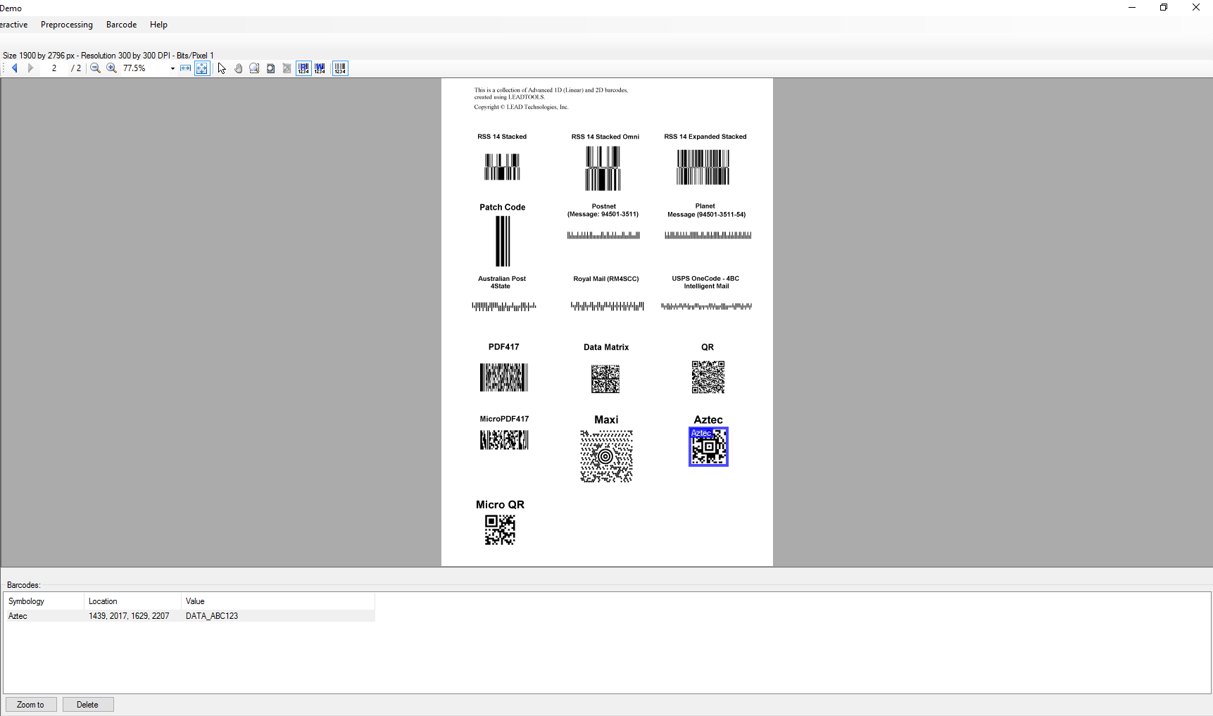 Aztec Code SDK Technology LEADTOOLS