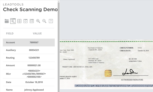 Bank Check Reader screenshot